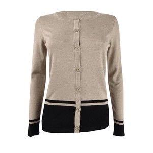 NWT Karen Scott Women's Colorblocked-Hem Cardigan Sz XXL Chestnut Combo